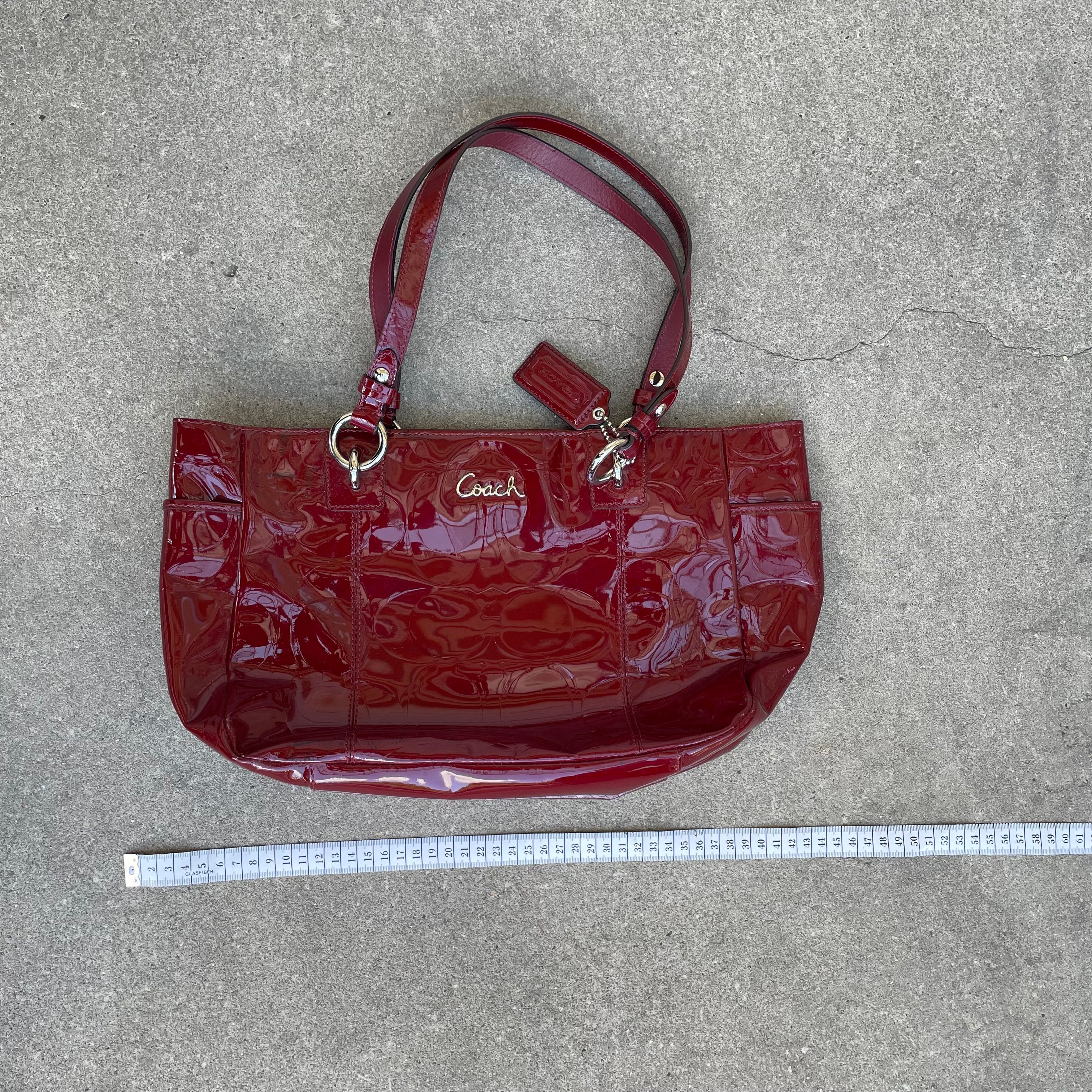 Coach red patent leather shoulder bag