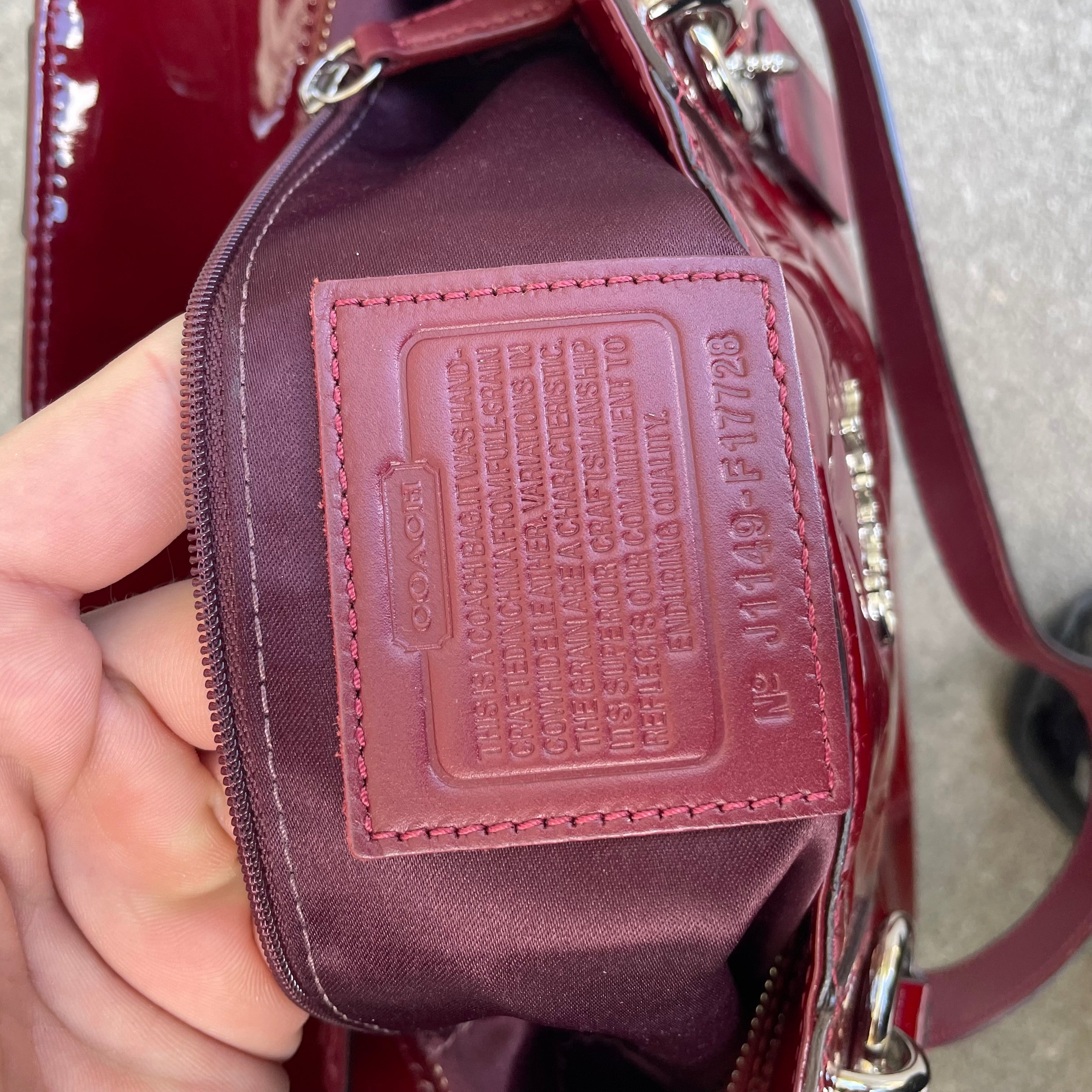 Coach red patent leather shoulder bag