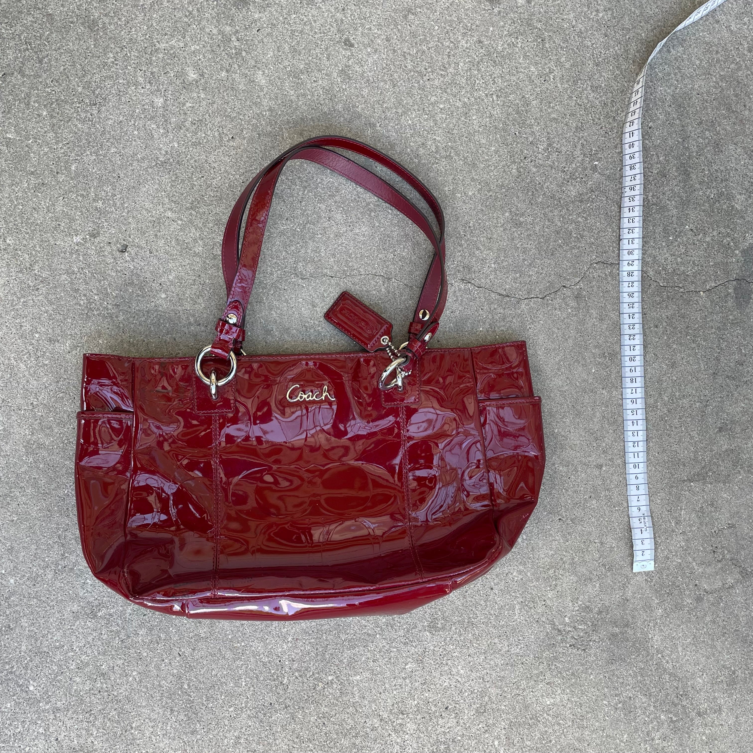 Coach red patent leather shoulder bag